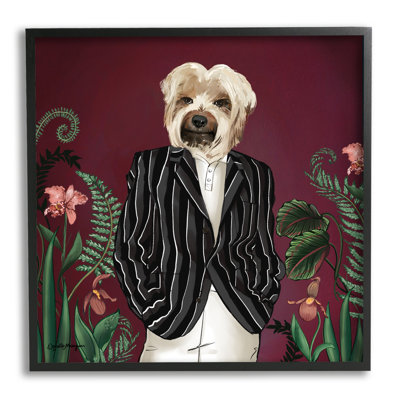 «Chic Fashion Dog Fancy Blazer Outlet Trendy Animal» par House of Rose - cadre flottant, impression sur bois