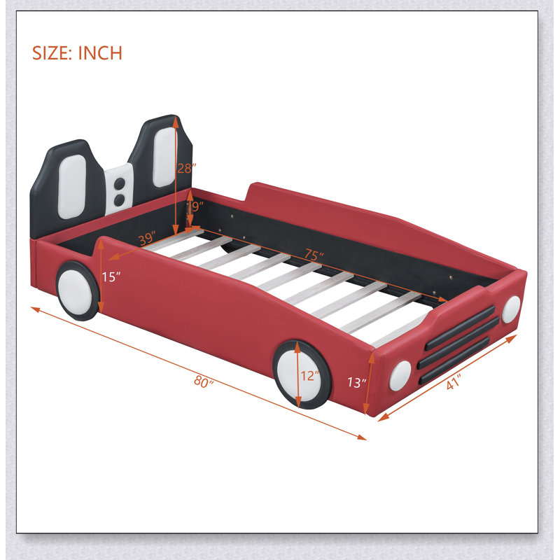 Lit plateforme avec roulettes Race, Red