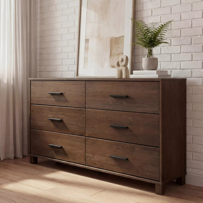 Loft 6 Drawer 61.5'' W Double Dresser, Brushed Mocha