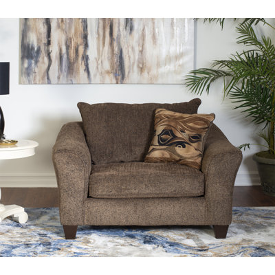 Chaise avec accoudoirs en tissu Camero, brun