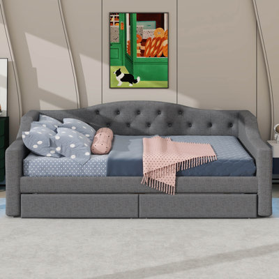 Twin XL Daybed Adorned With LED Lighting And Dual Drawers