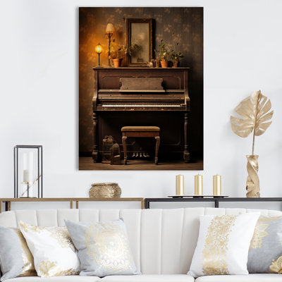 Vintage Piano Rustic Melodies On Canvas Print