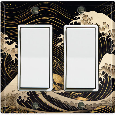 Black Sea Waves Nature Themed 2 - Gang Rocker Standard Wall Plate