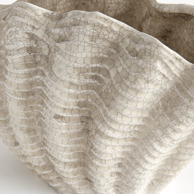 Seashore Handmade Clay Table Vase, 9" H x 15" W x 6.25" D