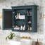 Armoire à miroir 30 po x 28 po pour salle de bain, panneau mural de haute qualité, charnière de porte, poignée rétro, design moderne, grand rangement, armoire de salle de bain de couleur bleue, 28 po, tablettes réglables,-129945902