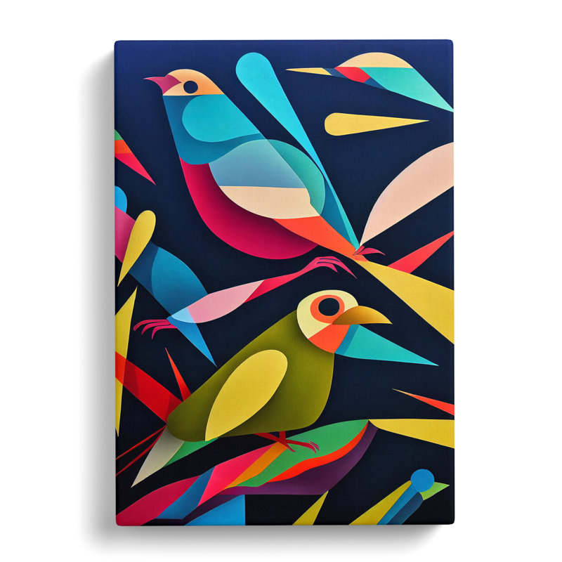 Pair Of Birds No.4 Abstract - Print, No Matte, Wrapped Canvas, 50cm H x 35cm W