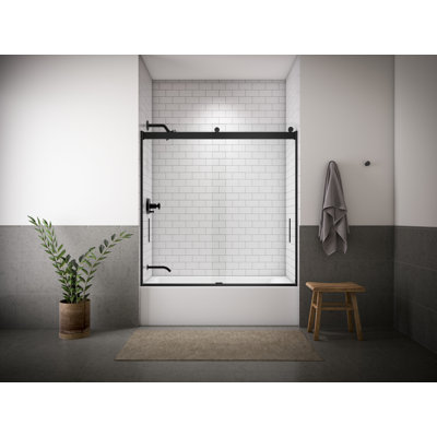 Levitysliding Bath Door, 62-In H X 56-5/8 - 59-5/8-In W, With 5/16-In Thick Crystal Clear Glass