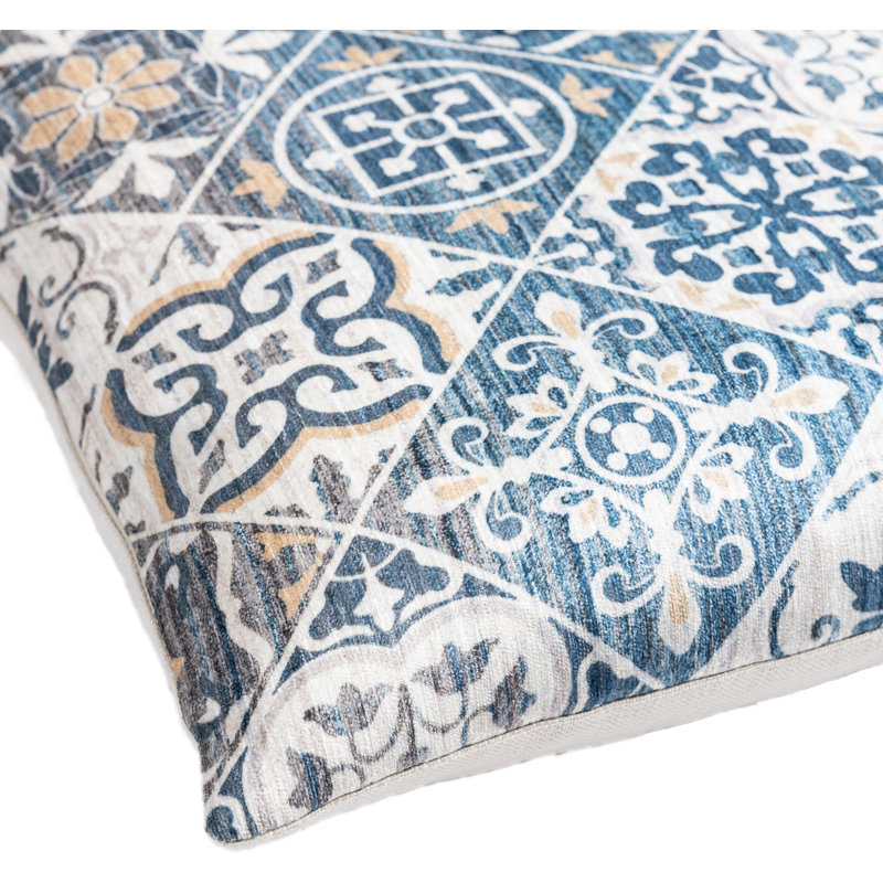 Valla Patchwork Throw Pillow, Polyester/Polyfill, 18" x 18", Teal/White