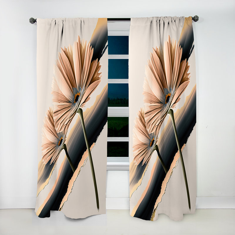 Arras - Hyper Realistic Gerbera Flowers I - Gerbera Curtain - Velvet Room Darkening - 1 panel, 52" W x 120" L