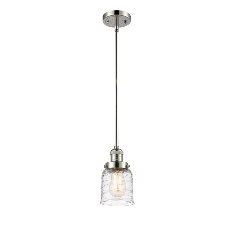 Luminaire suspendu en forme de cloche à 1 lumière Camanche, Nickel poli