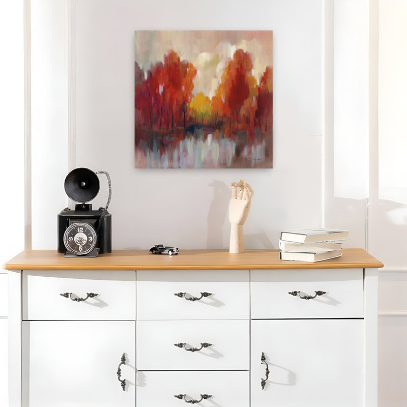 Souvenirs contemporains du mois d'ooût avec art abstrait d'automne, H 18 po x l 18 po
