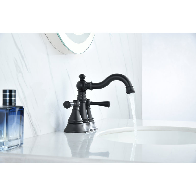 Centerset 2-handle Bathroom Faucet with Drain Assembly, Matte Black