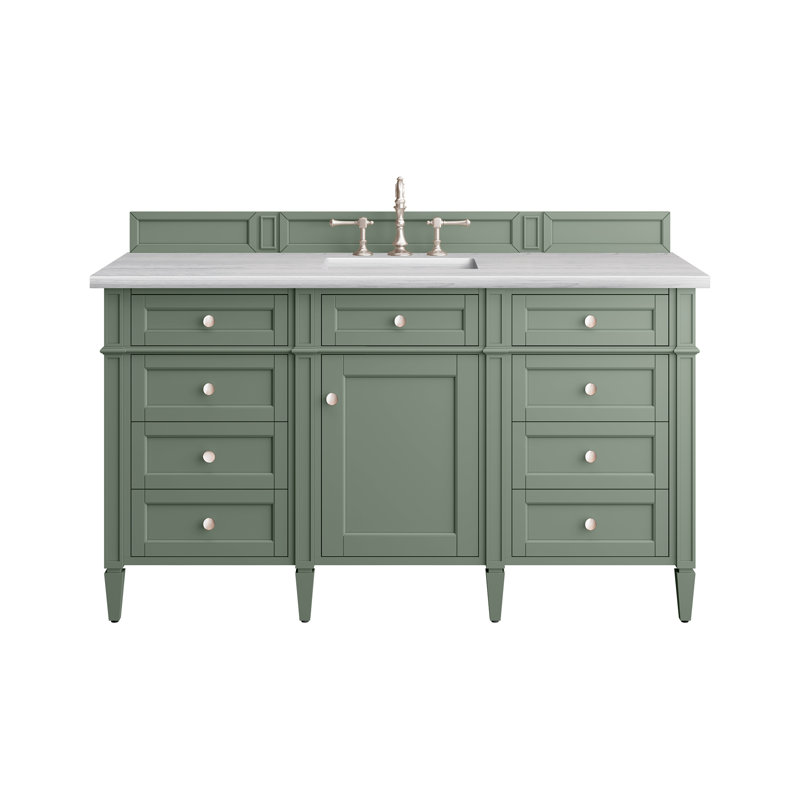 Brittany 60'' W Single Vanity, Charcoal Soapstone, Smokey Celadon, 8" Widespread