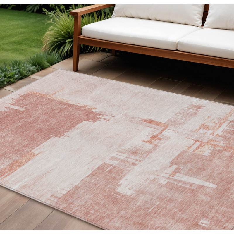Tapis intérieur lavable abstrait 10 pi x 14 pi mauve