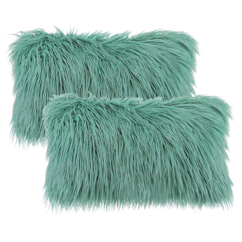 Coussin décoratif long en fausse fourrure, coussin d'appoint moelleux, Blanc cassé, Housse de coussin et insert