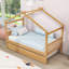Lit en bois en forme de maison avec lit gigogne escamotable et tête de lit-2100750134-2100750091