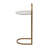 26"H Gold Metal C-Table with Abstract Marble Top: A Glamorous and Unique Accent Table for Your Living Room or Bedroom