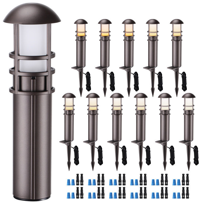 5 lumières de paysage de sentier à DEL 5CCT, 12 à 24 V CA / CC, étanche IP65, bronze huilé