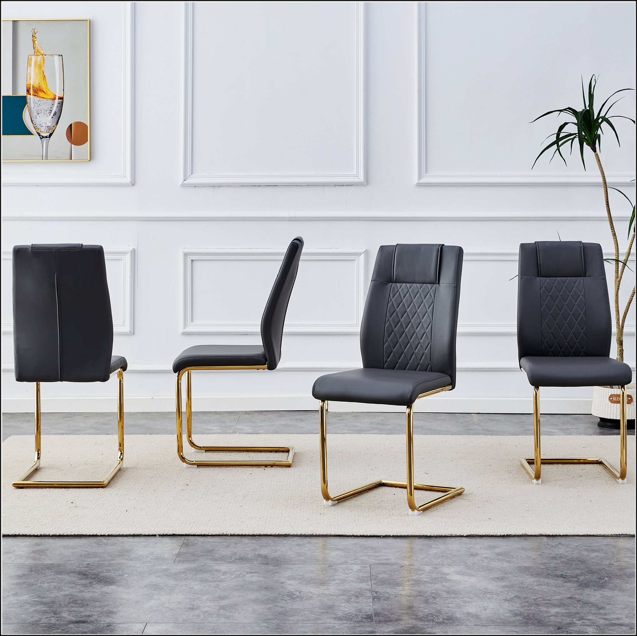 Everly Quinn Modern Dining Chairs, Restaurant Chairs, And Gold Legged Upholstered Chairs Made Of ...