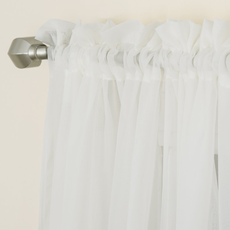 Messancy 100% Polyester Sheer Crushed Voile Solid Color Curtain Panel with Rod Pocket Top, Ivory, 59" W x 108" L