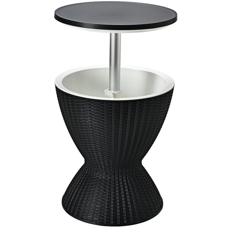 Teague Round Wicker Outdoor Bar Table , 49cm cm W 49cm cm D, Black
