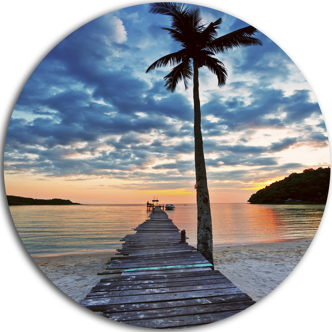 " Wooden Pier And Palm Tree " Design Art 