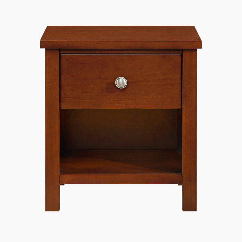 Willard 20" Transitional Wood Nightstand with Single Dovetail Drawer, Kenilin Metal Glides & Lower Storage Cubby