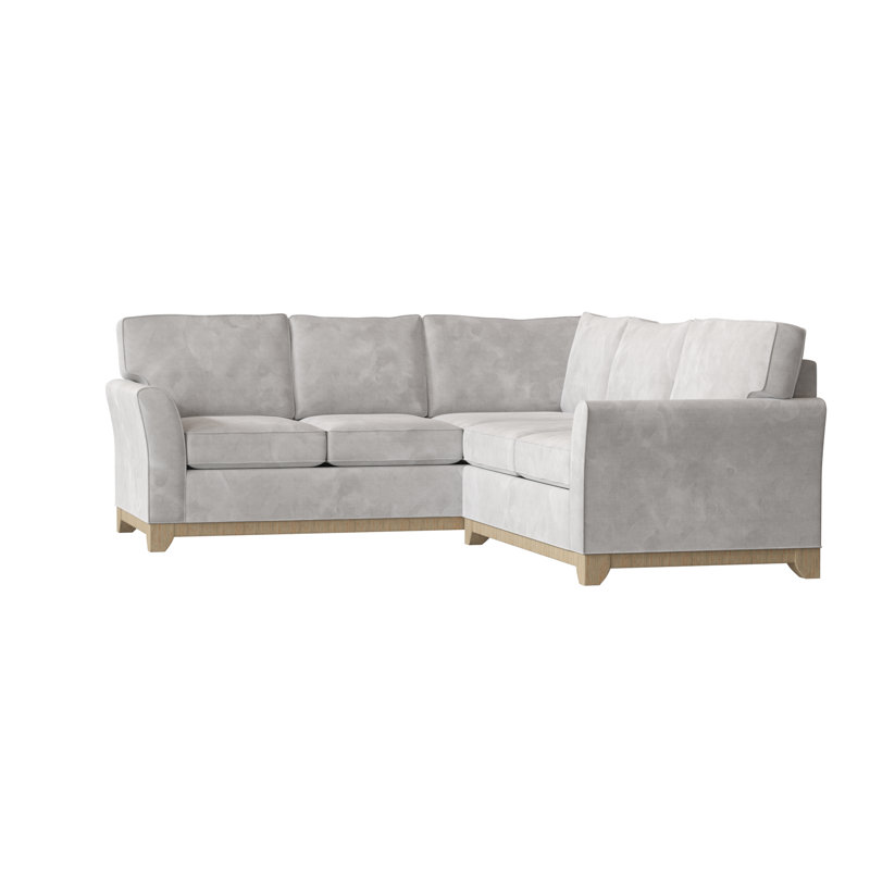 Canapé modulaire en coton de 108 po de largeur Bevins, Accoudoir à droite (vu de face), Blanc velouté, Noir