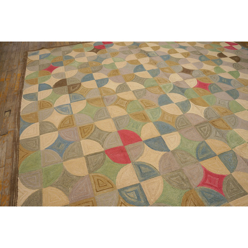 Hand Hooked Wool Geometric Area Rug