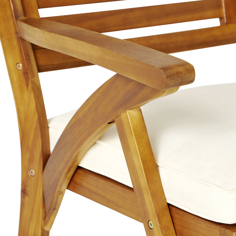 Chaise de salle à manger d'extérieur en bois avec coussins Hermosa KD (ensemble de 2)