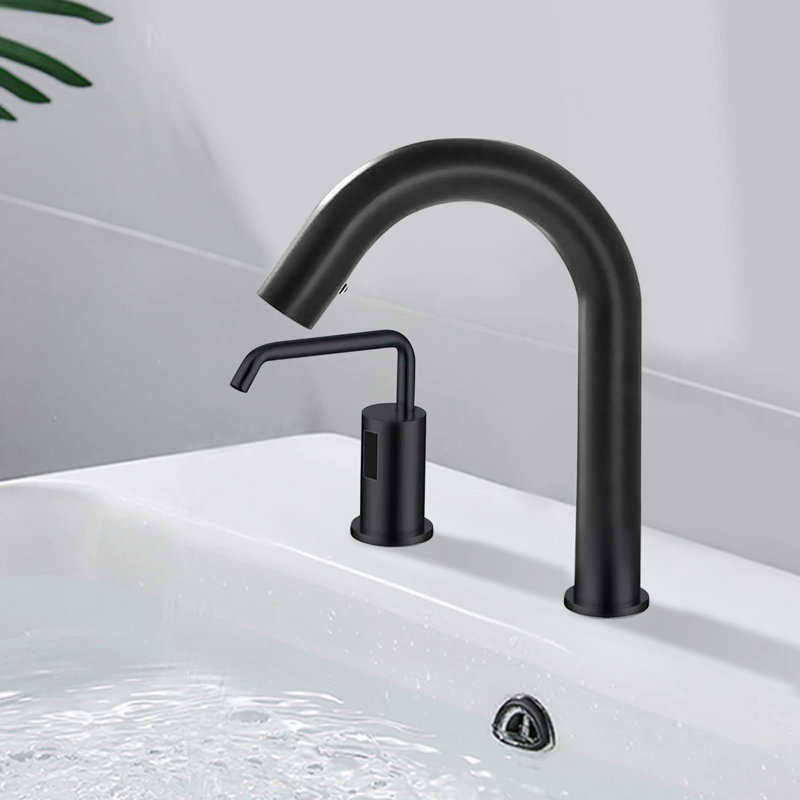 Robinet sans contact à capteur de mouvement à col de cygne pour salle de bain commerciale avec utilisation mains libres