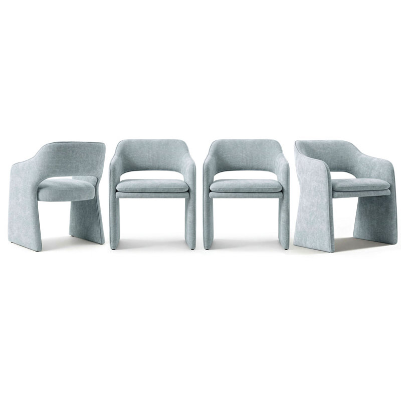 19" Seat Height Upholstered Fabric Dining Armchair, Sky Blue