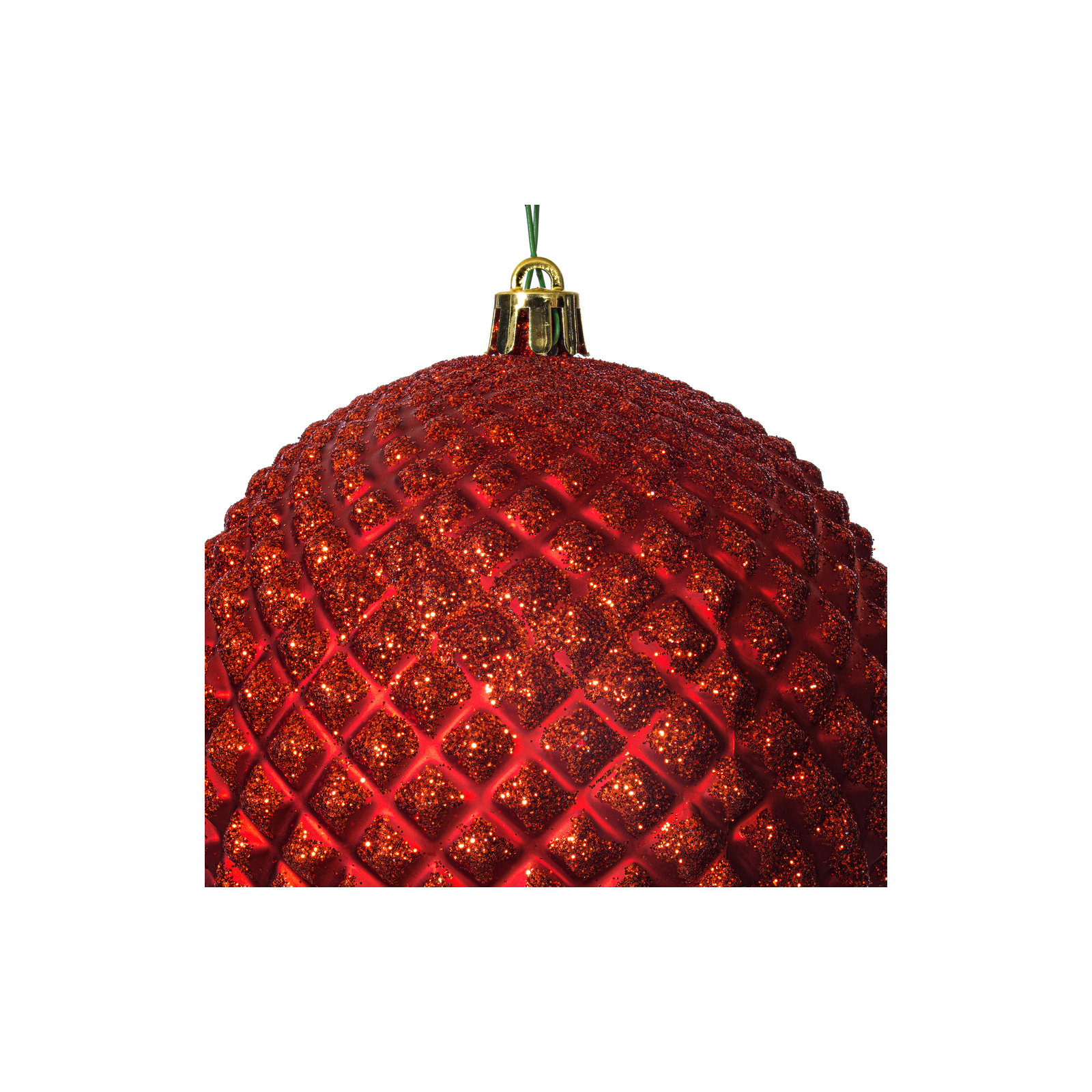 Durian Glitter Ball Ornament, Red, 4" H x 4" W x 4" D