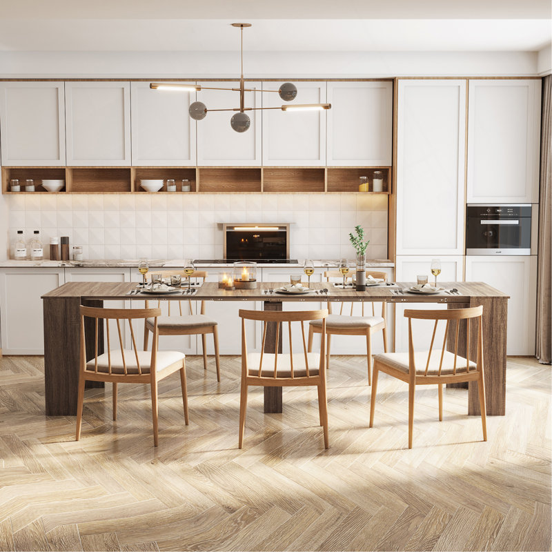 Quentin Extendable Wooden Dining Table with Storage, Brown 1, 30.71" H  x 118.11" W x 35.43" D