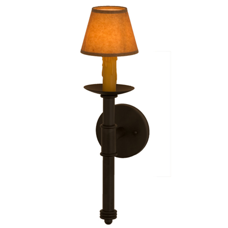 Amada 1 - Light Wallchiere, 19.5" H x 5" W x 7" D, Oil Rubbed Bronze, Natural Parchment