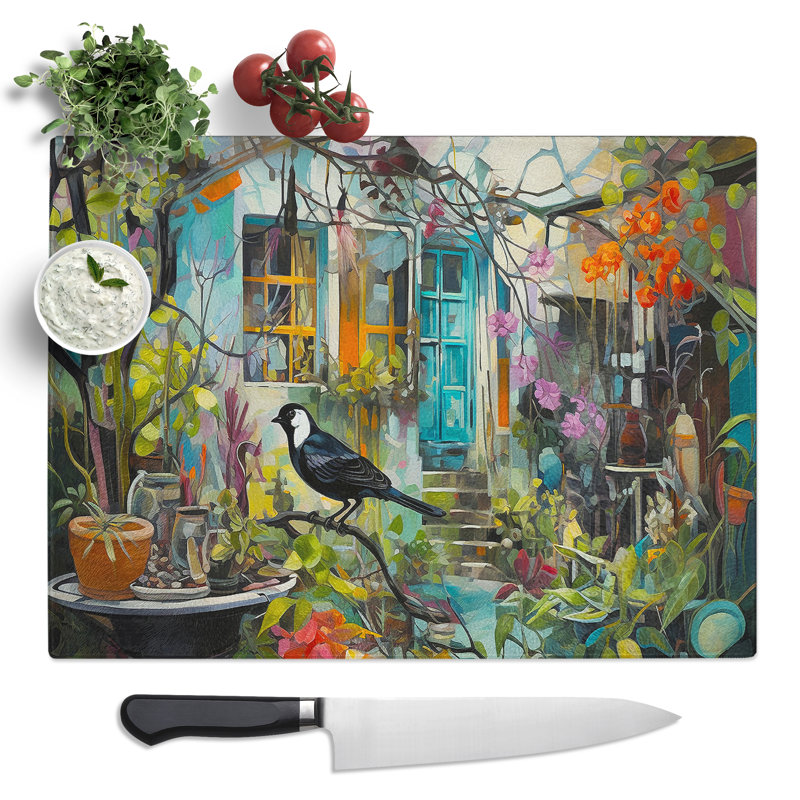 Magpie Orphism  Glass Chopping Board