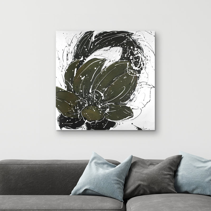 Abstract flower with paint splash - 32"x32" art on canvas