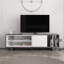 Meuble télé scandinave, anthracite avec blanc, 63,0 po x 13,8 po x 19,1 po | 100% panneau de particules enduit de mélamine, épaisseur: 0,7 pouce | Comprend de nombreuses tablettes et une conception murale | Élégant et fonctionnel pour les salons modernes-1473421952