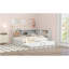Lit de jour double en métal avec lit gigogne, armoires de rangement et ports USB, blanc