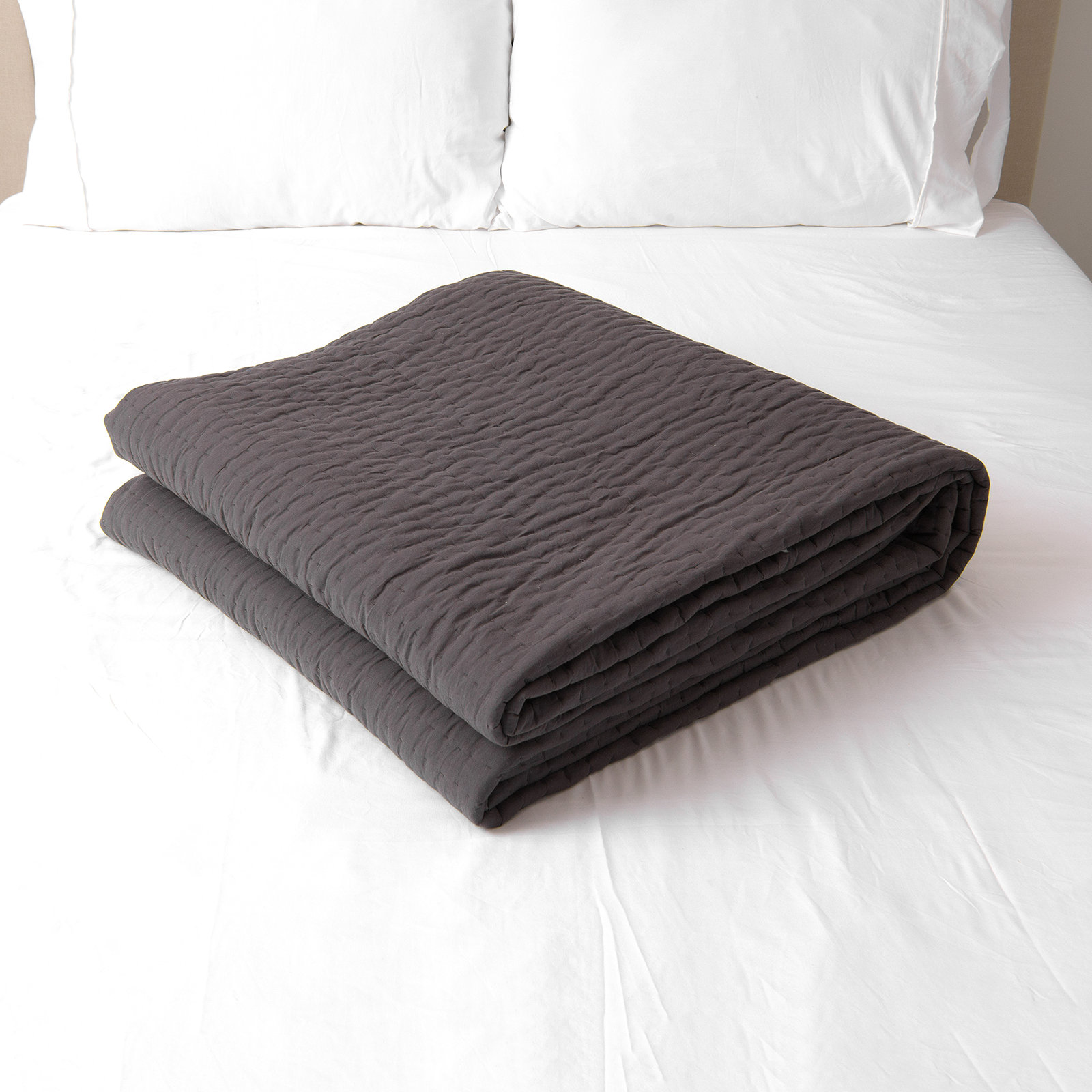 Cotton Quilt Set, Gray, Twin Quilt