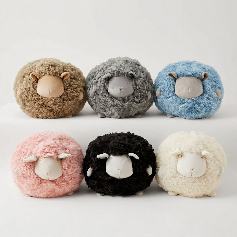 Mongolian Curly Lambskin Plush Sheep Pillow, Pink