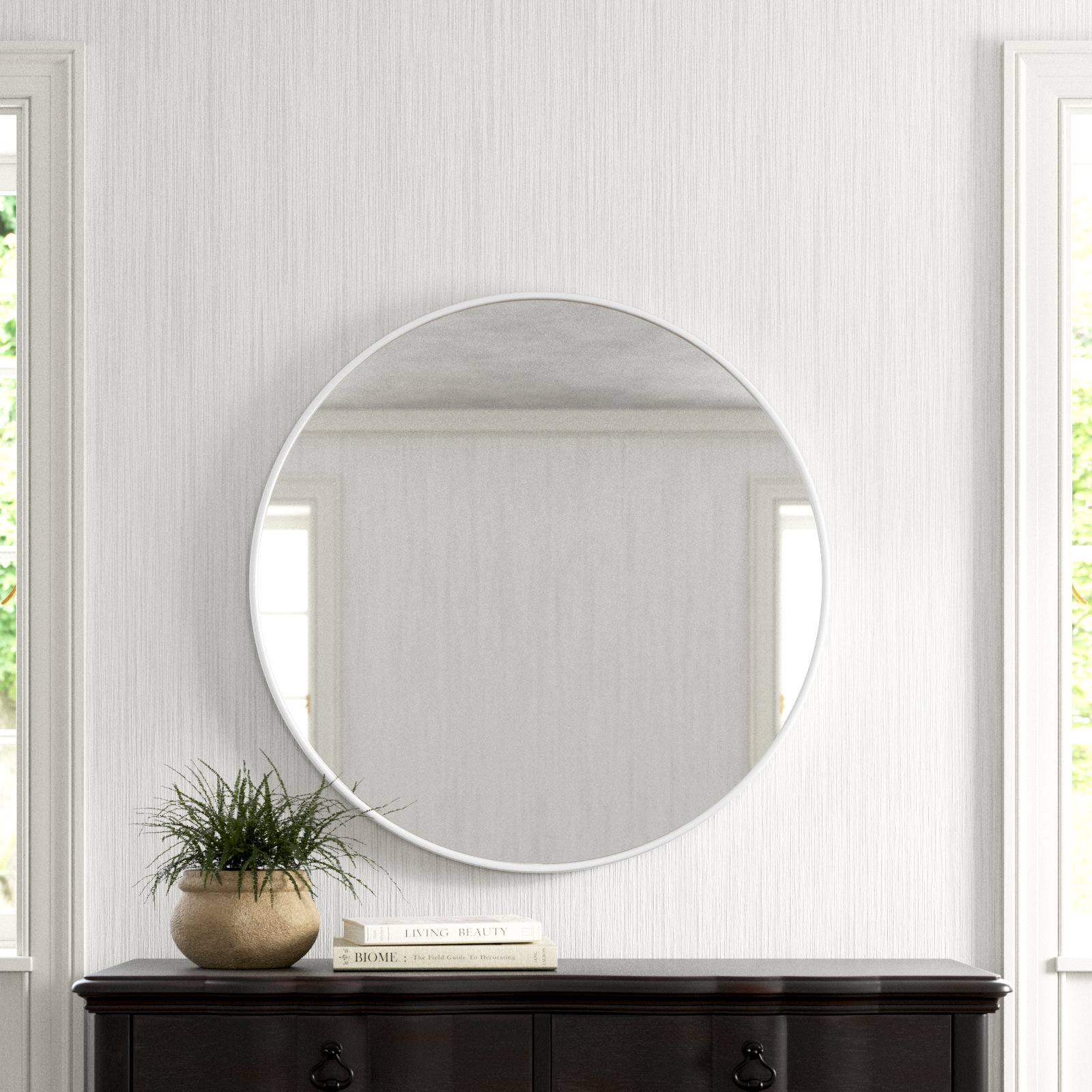 Sabine Accent Mirror, 42" x 42", White