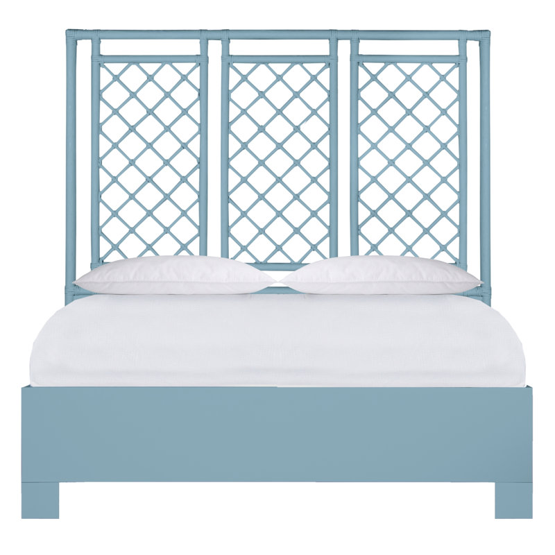 X & Diamond Low Profile Standard Bed, Queen, Pool Blue