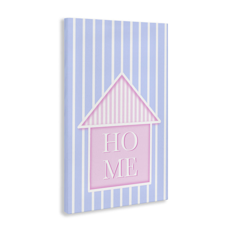 Toile Home Lettrage sur rayures, design par Pooja Dave, H 24 po x l 16 po