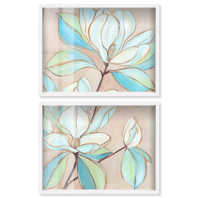 Ethereal Blossom II - Ira Comleva Watton, grande reproduction sous verre en deux parties, par Art Remedy, cadre blanc, 44 x 33