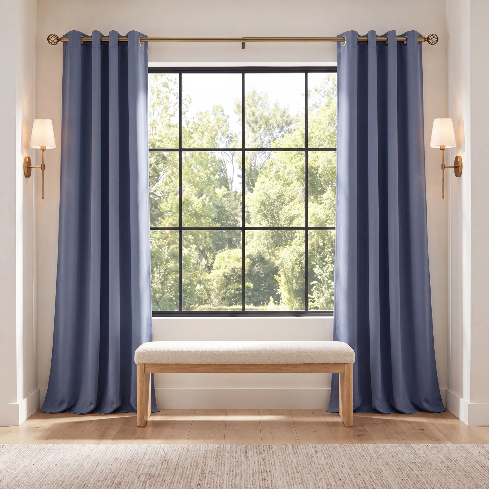 Lakeland Solid Semi-Sheer Grommet Curtain Panel, Cornflower Blue, 56" W x 84" L