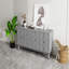Armoire de rangement rétro à 4 portes, portes sculptées géométriques, chêne noir - standard