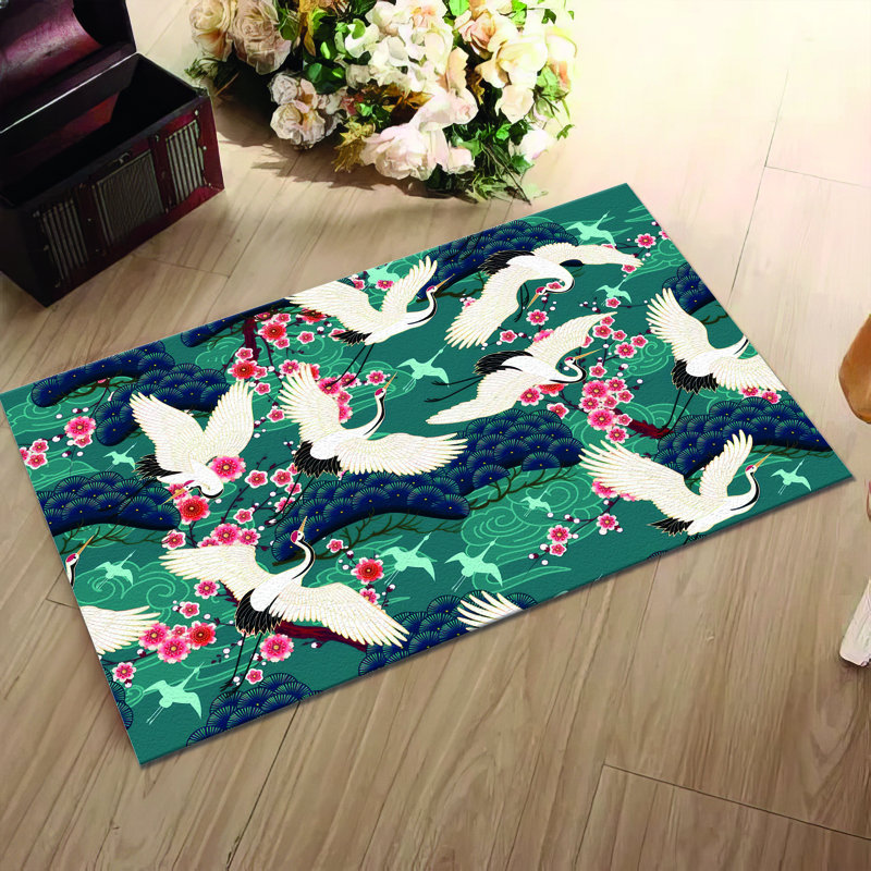 Stylish Non Woven Thin Type Printed Rug with an Intricate Geometric Pattern Ideal for a Modern Home Decor or Office Environment