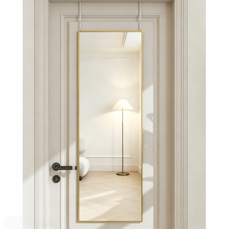 Full Length Door Mirror Wall Mirror Hanging For Bedroom Living Room,Aluminum Alloy Frame，Adjustable Height Over The Door Mirror