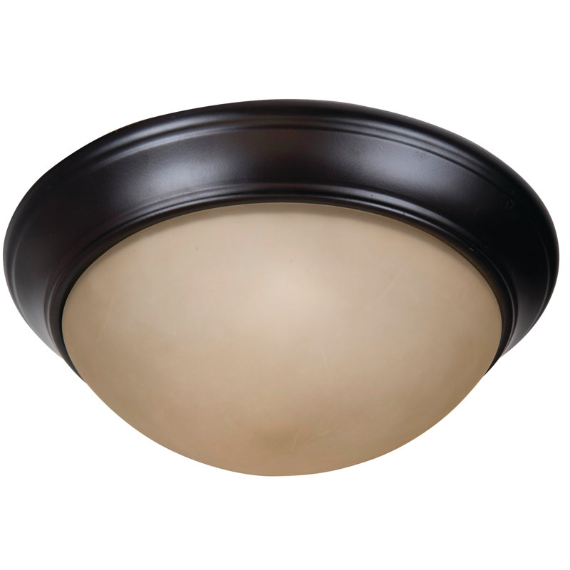 Plafonnier encastré 2 lumières simple à cuves 13 po Berwyn, Ambre, Bronze huilé